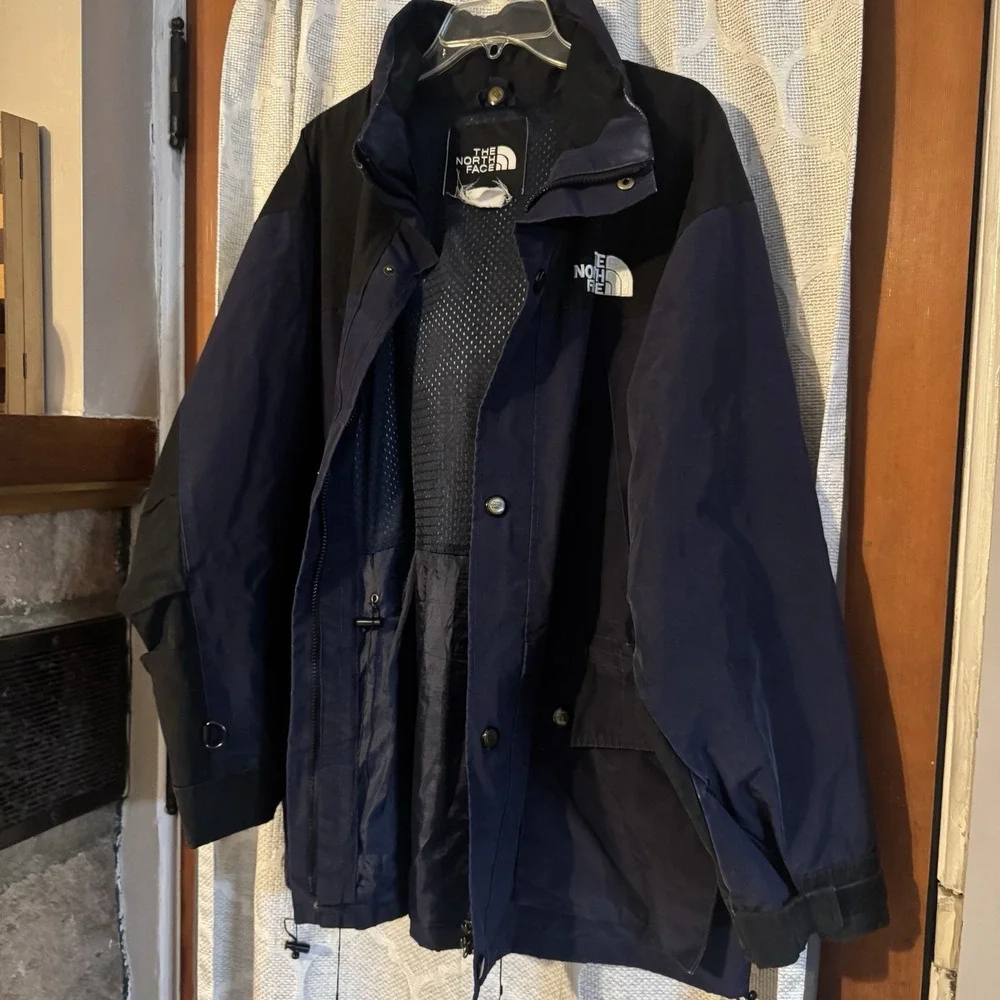 Vtg 1990s The North Face Goretex Navy Blue/Black Rain Jacket - Men's XL READ*‎